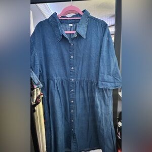 Blue Denim Button-Up Dress